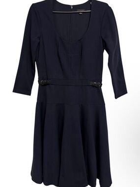 Ann Taylor Navy Scoop-Neck Fit & Flare Dress